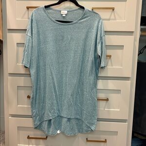 LuLaRoe Heathered Teal Dolman Short Sleeve Tunic